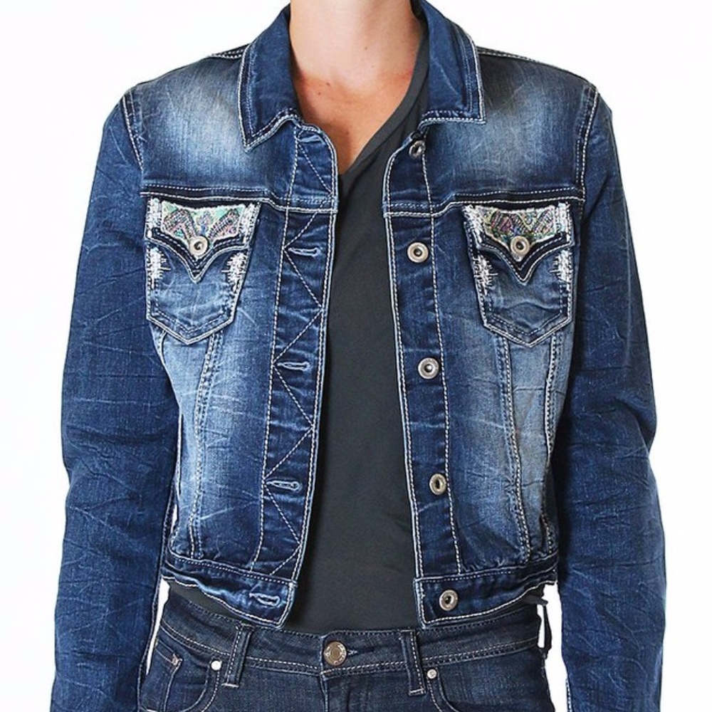 NWT Grace in LA Jeans Abbie Cowgirl Denim Jacket